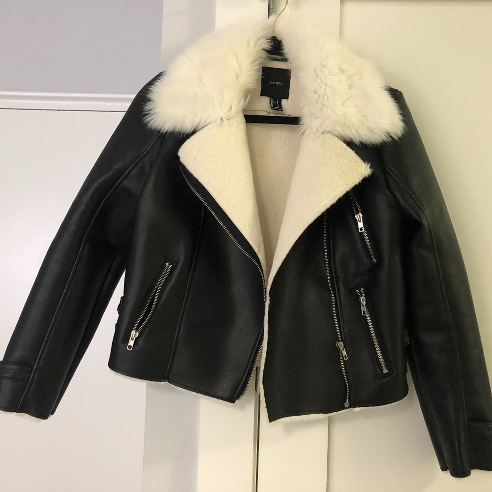 Forever21 Faux Leather and Fur Moto Jacket
